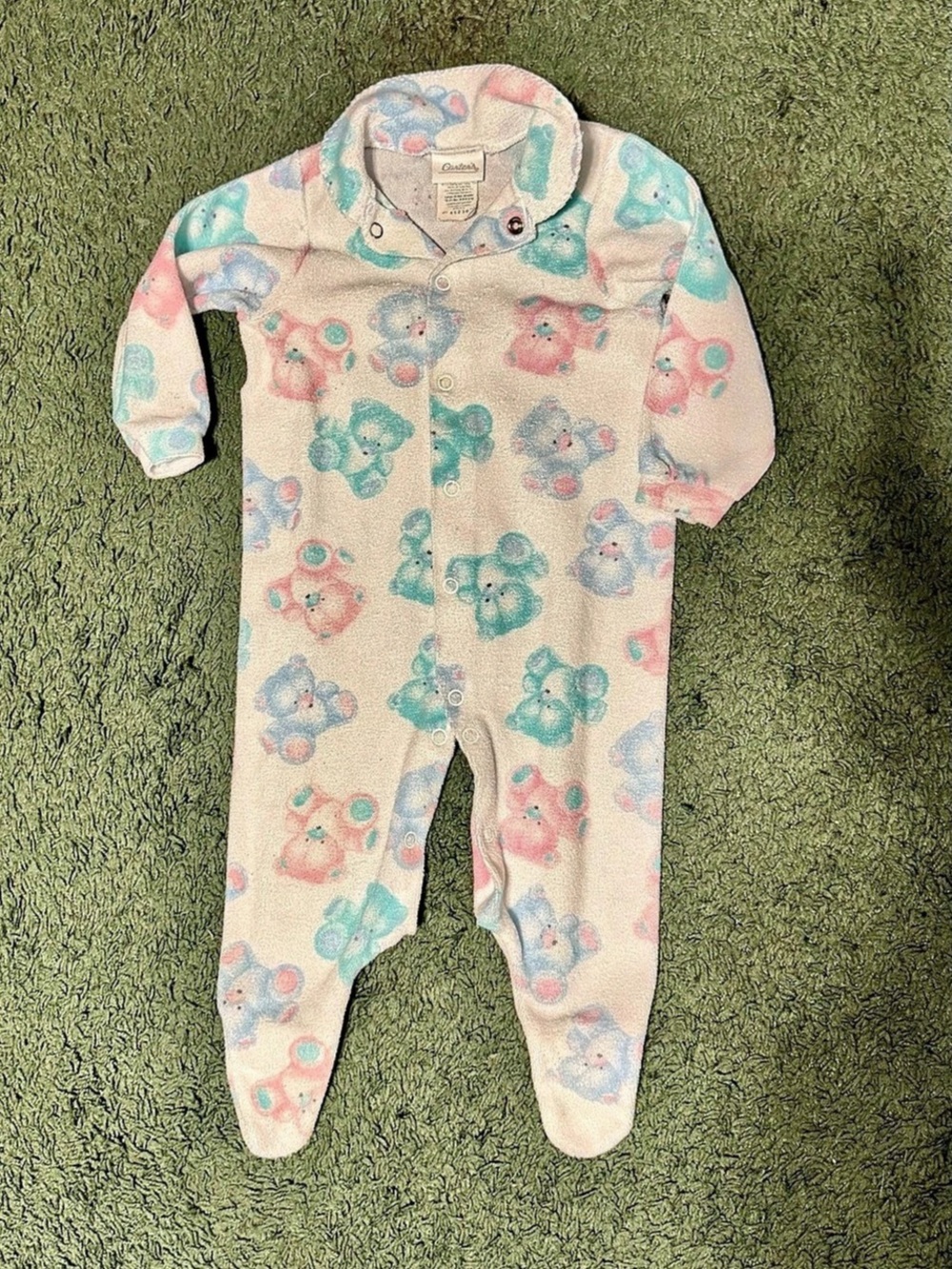 Vintage Carter's Floral Footed Sleeper in White & Pink Baby 6-9m